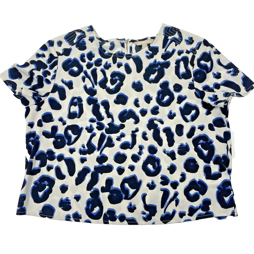 Banana Republic Cropped Top Women's‎ Size Large Blue Animal Print Zip Closure